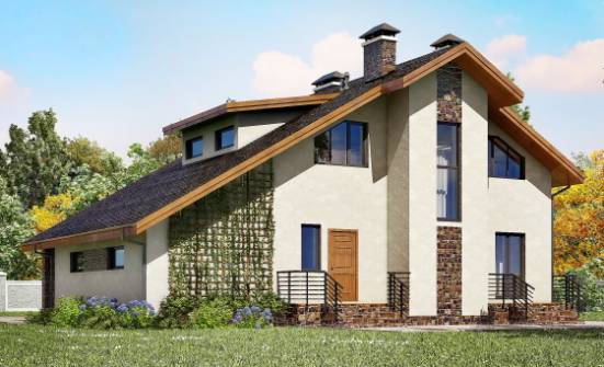 180-008-П Проект двухэтажного дома мансардой и гаражом, простой коттедж из арболита Сарапул | Проекты домов от House Expert