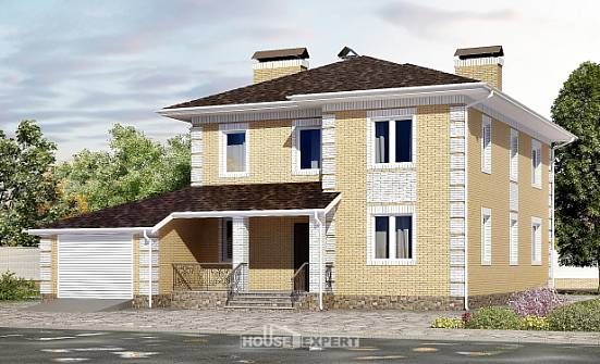 220-006-Л Проект двухэтажного дома, гараж, средний загородный дом из бризолита Воткинск | Проекты домов от House Expert
