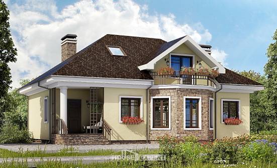 150-008-Л Проект двухэтажного дома с мансардным этажом, компактный домик из керамзитобетонных блоков Сарапул | Проекты домов от House Expert