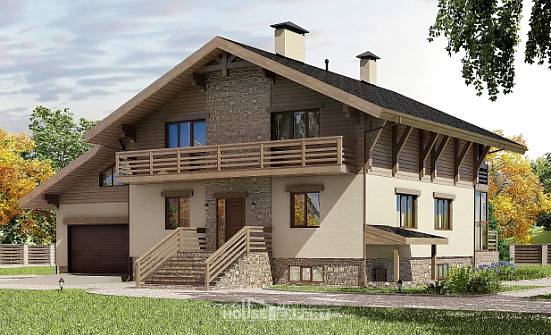 420-001-Л Проект трехэтажного дома мансардой, гараж, красивый дом из кирпича Воткинск | Проекты домов от House Expert