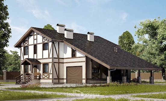 250-002-П Проект двухэтажного дома с мансардным этажом, гараж, классический коттедж из кирпича Ижевск | Проекты домов от House Expert