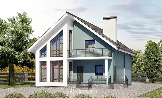 170-006-П Проект двухэтажного дома мансардой, небольшой коттедж из теплоблока Глазов | Проекты домов от House Expert