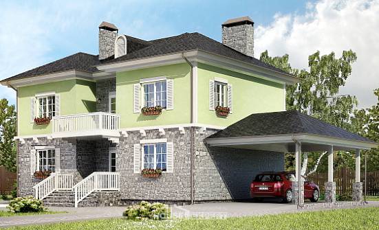 155-006-П Проект двухэтажного дома и гаражом, красивый домик из газосиликатных блоков Ижевск | Проекты домов от House Expert