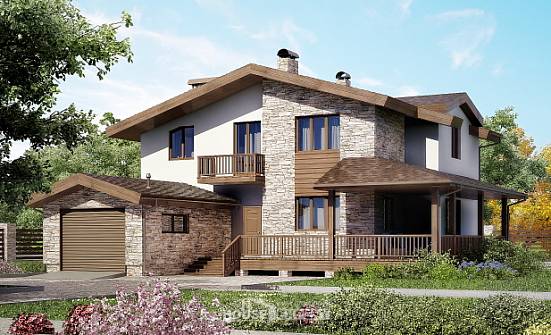 220-001-П Проект двухэтажного дома мансардой, гараж, современный коттедж из теплоблока Сарапул | Проекты домов от House Expert