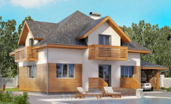 155-004-П Проект двухэтажного дома с мансардным этажом и гаражом, уютный домик из поризованных блоков Воткинск | Проекты домов от House Expert