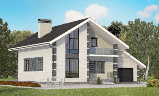 180-001-П Проект двухэтажного дома с мансардой, гараж, классический домик из теплоблока Сарапул | Проекты домов от House Expert