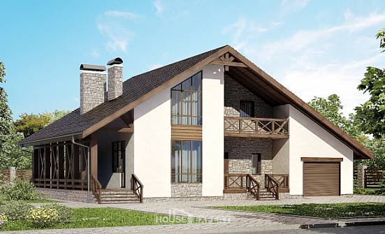 265-001-П Проект двухэтажного дома с мансардным этажом, гараж, уютный загородный дом из арболита Сарапул | Проекты домов от House Expert