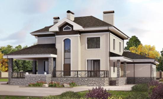 365-001-Л Проект трехэтажного дома и гаражом, красивый дом из кирпича Сарапул | Проекты домов от House Expert