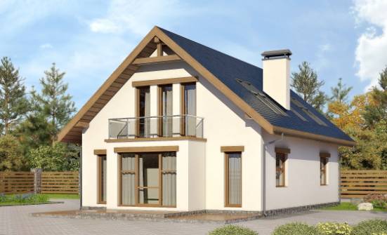 155-012-П Проект двухэтажного дома с мансардой, красивый коттедж из бризолита Можга | Проекты домов от House Expert