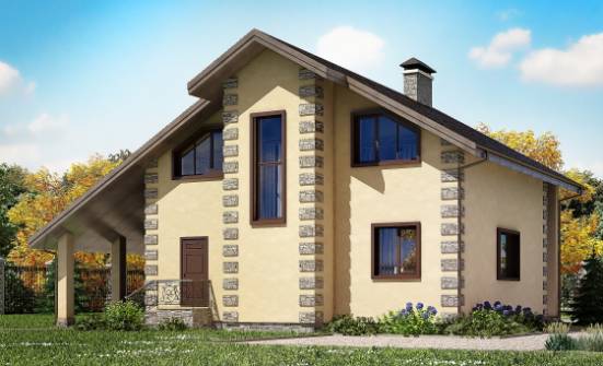 150-003-П Проект двухэтажного дома с мансардным этажом, гараж, скромный домик из поризованных блоков Ижевск | Проекты домов от House Expert