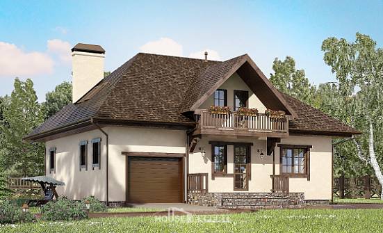 200-001-Л Проект двухэтажного дома мансардой, гараж, красивый загородный дом из твинблока Воткинск | Проекты домов от House Expert
