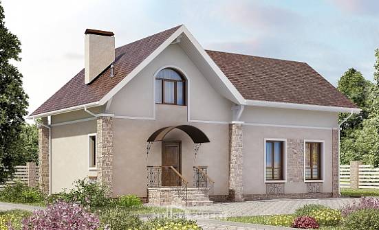 150-012-Л Проект двухэтажного дома мансардный этаж, простой домик из бризолита Воткинск | Проекты домов от House Expert