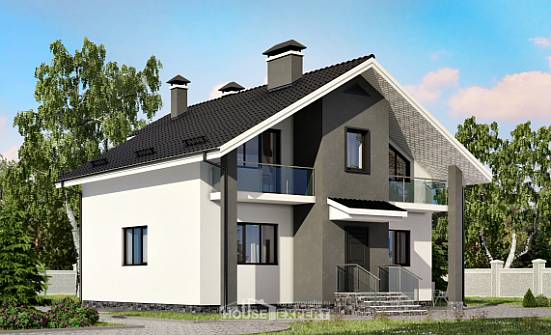 150-005-Л Проект двухэтажного дома с мансардой, бюджетный коттедж из теплоблока Можга | Проекты домов от House Expert