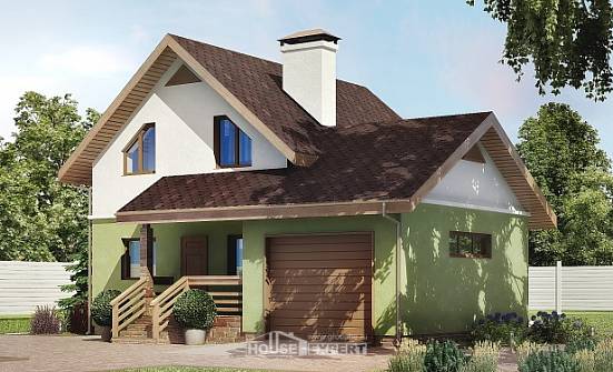 120-002-П Проект двухэтажного дома мансардный этаж и гаражом, небольшой домик из газобетона Сарапул | Проекты домов от House Expert