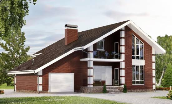 180-001-Л Проект двухэтажного дома с мансардой, гараж, уютный загородный дом из газобетона Можга | Проекты домов от House Expert