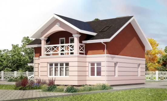 155-009-Л Проект двухэтажного дома мансардный этаж, современный загородный дом из газобетона Ижевск | Проекты домов от House Expert