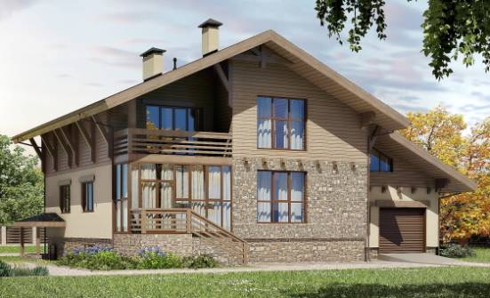420-001-Л Проект трехэтажного дома мансардой, гараж, красивый дом из кирпича Воткинск | Проекты домов от House Expert