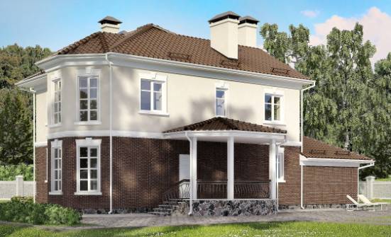 190-002-Л Проект двухэтажного дома и гаражом, простой домик из бризолита Глазов | Проекты домов от House Expert