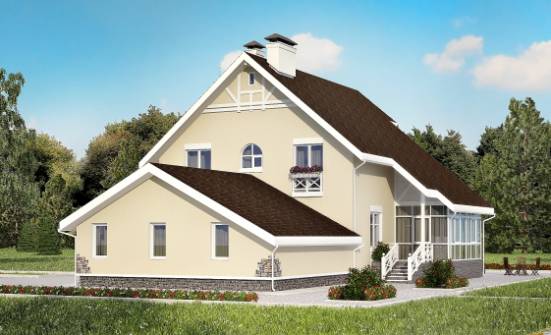 275-001-Л Проект двухэтажного дома мансардой и гаражом, уютный загородный дом из кирпича Ижевск | Проекты домов от House Expert