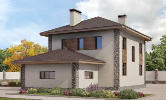 185-004-П Проект двухэтажного дома и гаражом, средний коттедж из поризованных блоков Ижевск | Проекты домов от House Expert