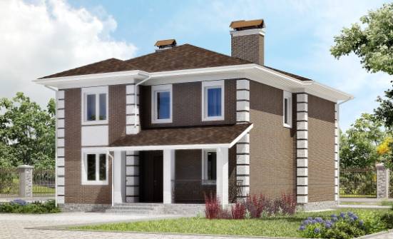 185-002-П Проект двухэтажного дома, классический коттедж из пеноблока Можга | Проекты домов от House Expert