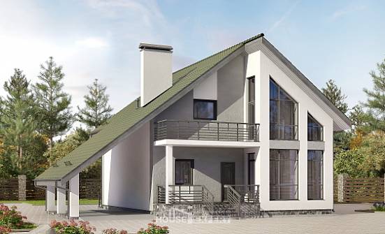 170-009-Л Проект двухэтажного дома мансардный этаж и гаражом, современный загородный дом из бризолита Сарапул | Проекты домов от House Expert
