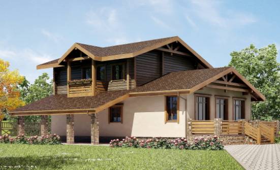 170-004-П Проект двухэтажного дома мансардой и гаражом, недорогой домик из блока из дерева Воткинск | Проекты домов от House Expert