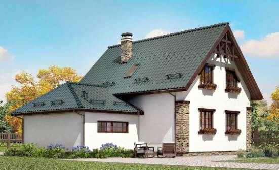 160-005-П Проект двухэтажного дома мансардой и гаражом, бюджетный загородный дом из блока Ижевск | Проекты домов от House Expert