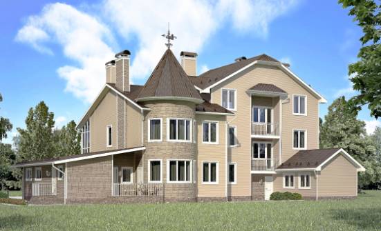 555-001-Л Проект трехэтажного дома с мансардным этажом и гаражом, красивый домик из поризованных блоков Глазов | Проекты домов от House Expert