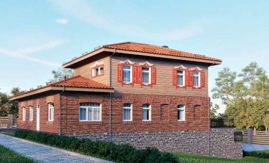 380-002-Л Проект трехэтажного дома и гаражом, современный дом из кирпича Сарапул | Проекты домов от House Expert
