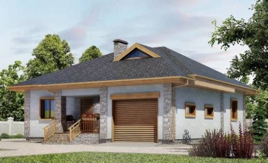 130-006-П Проект одноэтажного дома и гаражом, компактный загородный дом из керамзитобетонных блоков Ижевск | Проекты домов от House Expert