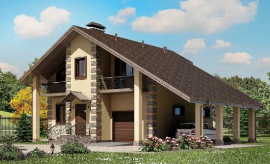 150-003-П Проект двухэтажного дома с мансардным этажом, гараж, скромный домик из поризованных блоков Ижевск | Проекты домов от House Expert