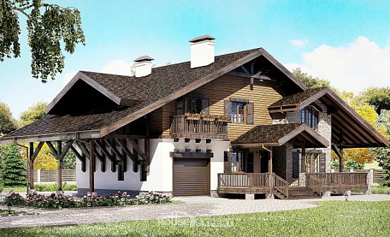 270-001-Л Проект двухэтажного дома с мансардой, гараж, простой домик из кирпича Ижевск | Проекты домов от House Expert