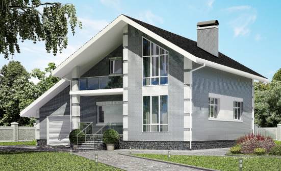 190-006-Л Проект двухэтажного дома мансардой и гаражом, простой коттедж из газобетона Ижевск | Проекты домов от House Expert