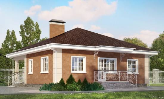 100-001-Л Проект одноэтажного дома, небольшой дом из поризованных блоков Ижевск | Проекты одноэтажных домов от House Expert