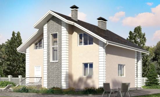 150-002-П Проект двухэтажного дома с мансардой и гаражом, простой коттедж из поризованных блоков Глазов | Проекты домов от House Expert