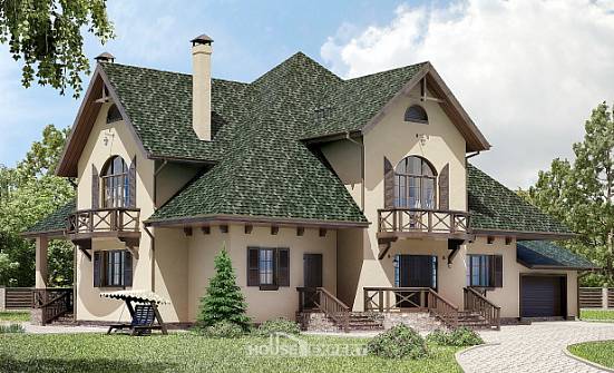 350-001-П Проект двухэтажного дома мансардой и гаражом, классический дом из пеноблока Ижевск | Проекты домов от House Expert