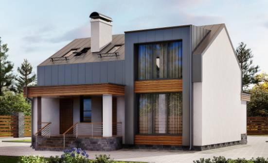 120-004-П Проект двухэтажного дома с мансардным этажом, недорогой коттедж из твинблока Сарапул | Проекты домов от House Expert