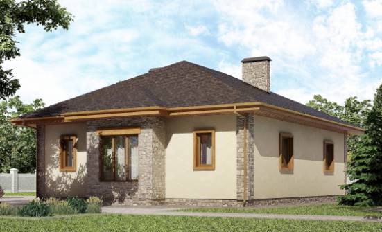 130-006-Л Проект одноэтажного дома и гаражом, доступный домик из бризолита Можга | Проекты домов от House Expert