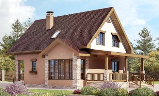 140-002-П Проект двухэтажного дома мансардой, простой коттедж из теплоблока Ижевск | Проекты домов от House Expert