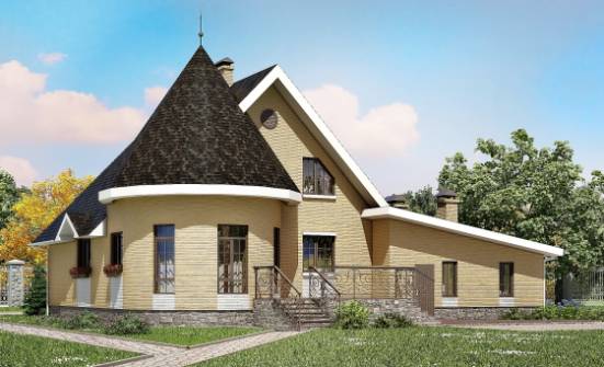 250-001-Л Проект двухэтажного дома с мансардным этажом, гараж, средний загородный дом из блока Воткинск | Проекты домов от House Expert