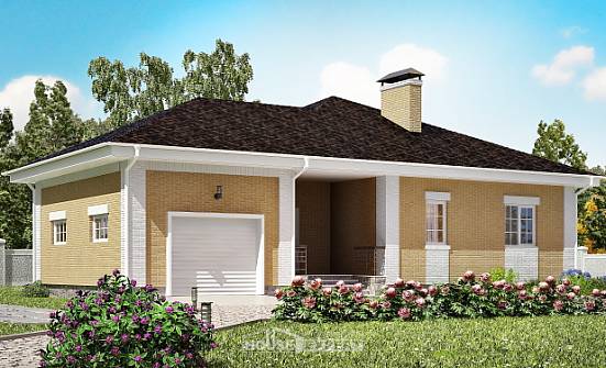 130-002-Л Проект одноэтажного дома, гараж, скромный домик из арболита Глазов | Проекты домов от House Expert