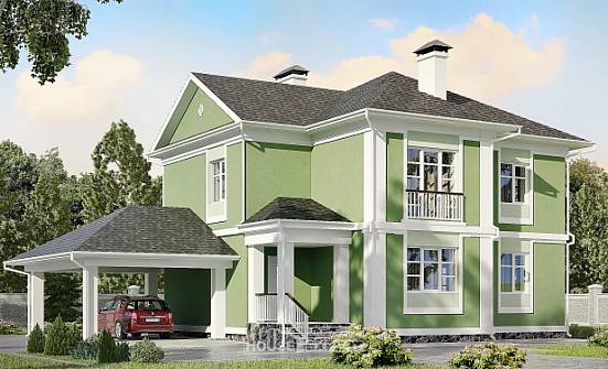 170-001-Л Проект двухэтажного дома и гаражом, небольшой коттедж из газосиликатных блоков Воткинск | Проекты домов от House Expert