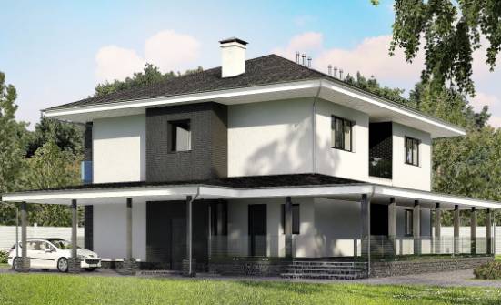 245-002-П Проект двухэтажного дома, гараж, просторный коттедж из бризолита Воткинск | Проекты домов от House Expert