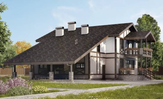 250-002-П Проект двухэтажного дома с мансардным этажом, гараж, классический коттедж из кирпича Ижевск | Проекты домов от House Expert