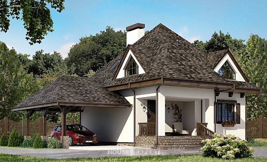 110-002-Л Проект двухэтажного дома мансардой и гаражом, скромный коттедж из твинблока Сарапул | Проекты домов от House Expert
