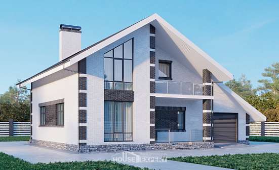 190-008-П Проект двухэтажного дома мансардный этаж, гараж, простой дом из поризованных блоков Воткинск | Проекты домов от House Expert