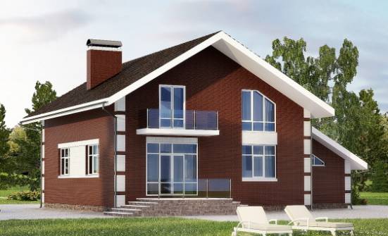 180-001-Л Проект двухэтажного дома с мансардой, гараж, уютный загородный дом из газобетона Можга | Проекты домов от House Expert