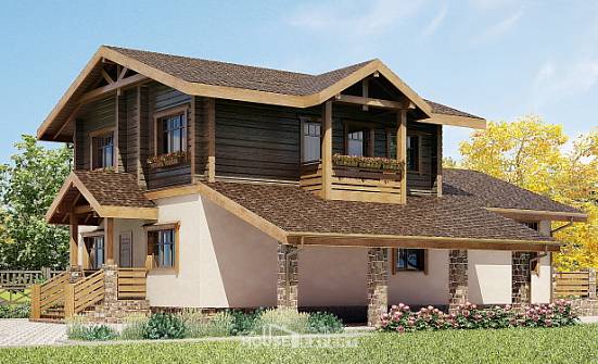 170-004-П Проект двухэтажного дома мансардой и гаражом, недорогой домик из блока из дерева Воткинск | Проекты домов от House Expert