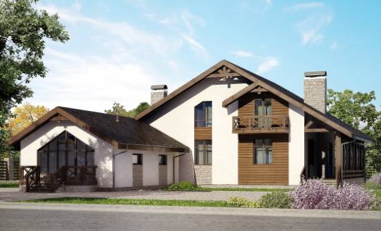 265-001-П Проект двухэтажного дома с мансардным этажом, гараж, уютный загородный дом из арболита Сарапул | Проекты домов от House Expert